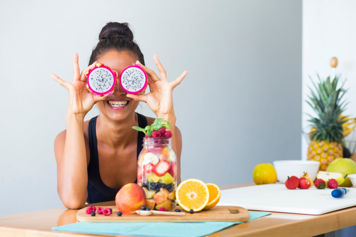 Woman with Pitahaya Fruits in Her Eyes