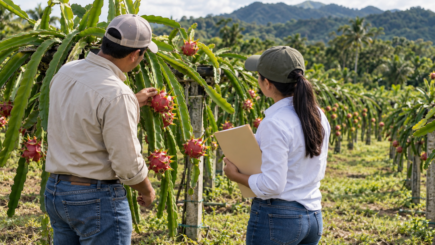 Visita técnica en cultivo de pitahaya para seguimiento de Buenas Prácticas Agrícolas