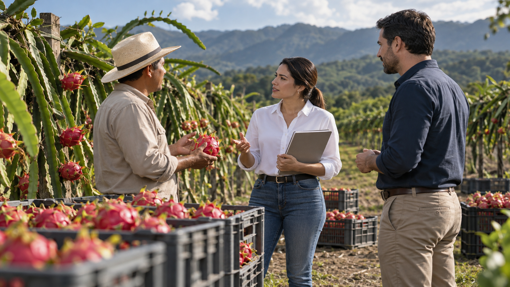 Productor finca y comprador en relación comercial directa