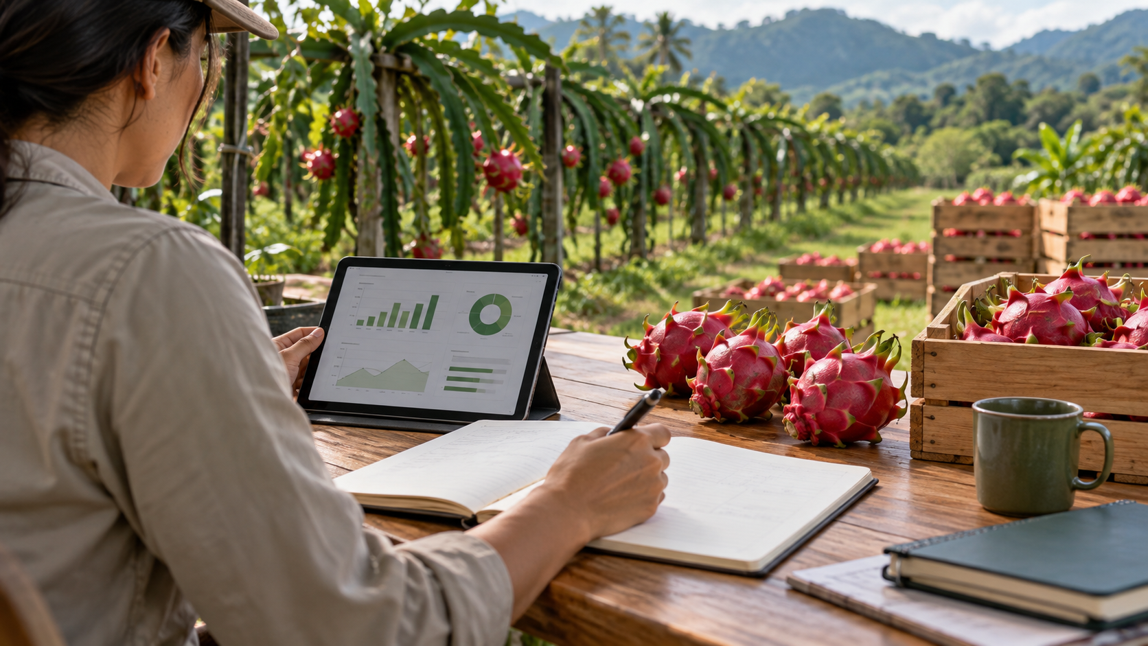 Seguimiento comercial agrícola con registros y fruta